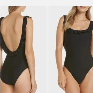 J. Crew Purple Ruffle-Trim One-Piece Swimsuit sz 6